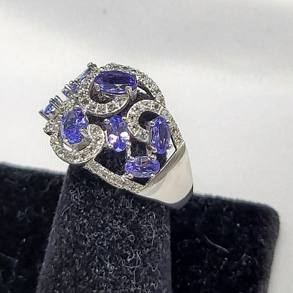 925 ring with amethyst and diamond sim stones